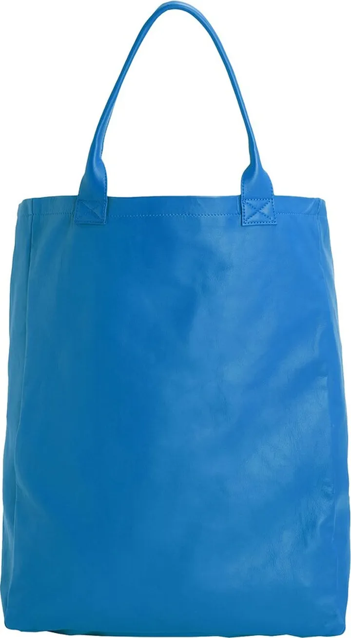 Leather Maxi Tote Shoulder Bag Azure