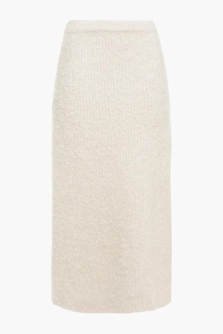 Nevis bouclé-knit midi skirt