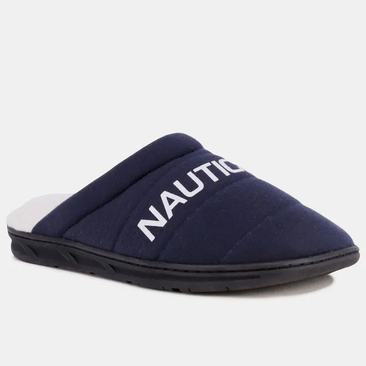 Nautica Mens Logo Jersey Slipper