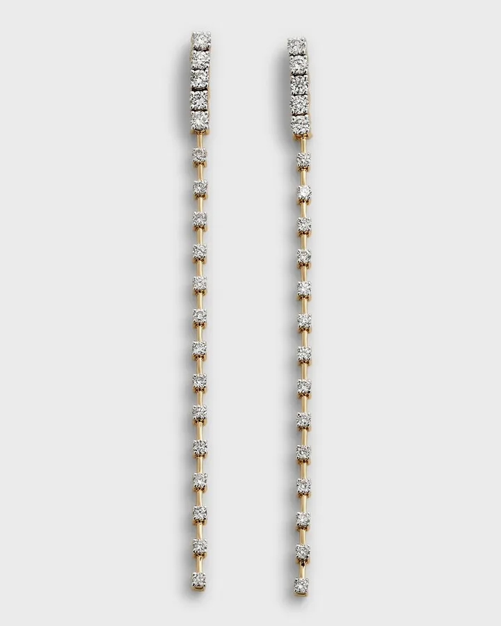 Long Alternating Polished Diamond Earrings