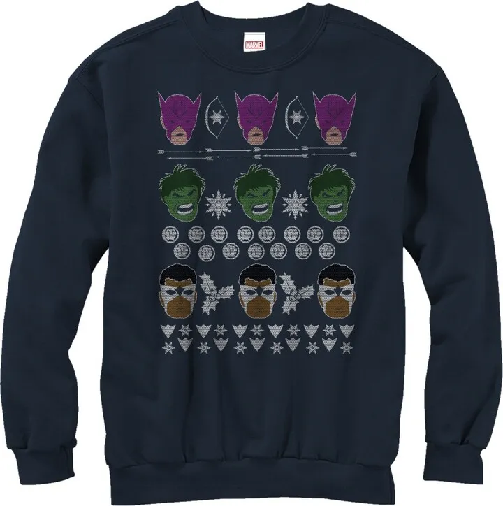 Men's Marvel Ugly Christmas Avengers Sweatshirt - Navy Blue - Medium