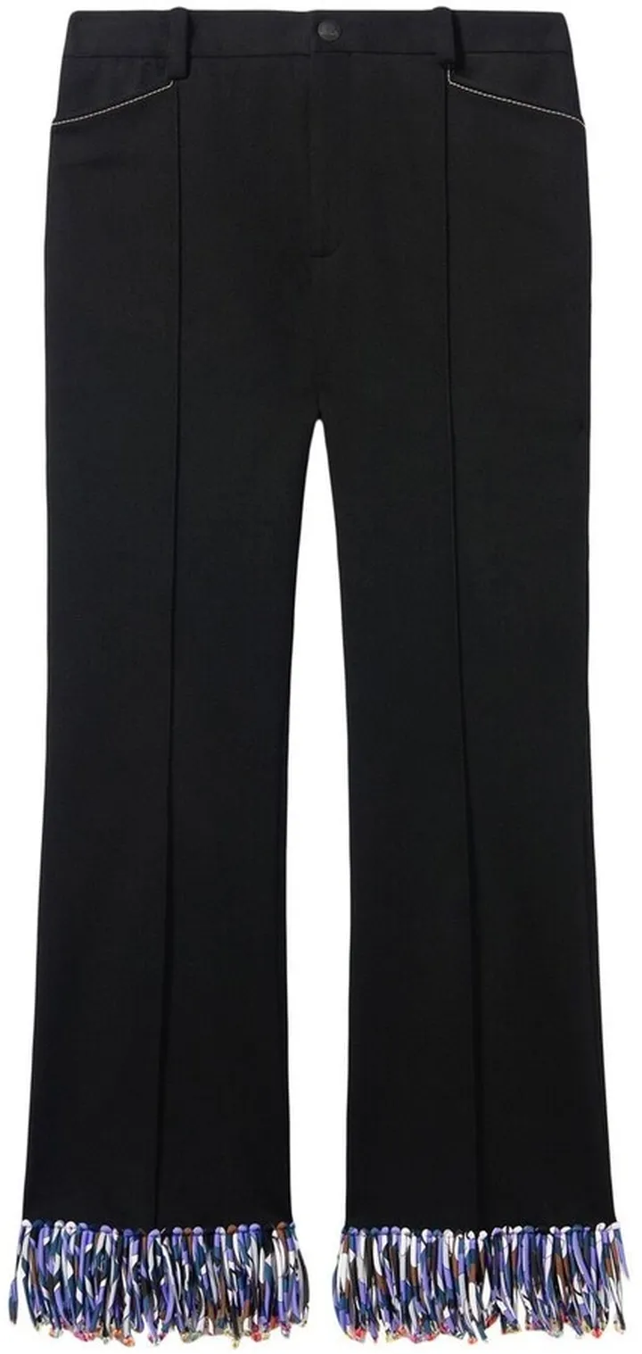 Bead-Detail Cropped Trousers