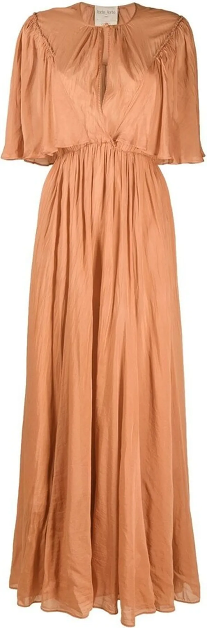 Keyhole-Neck Draped Maxi Dress