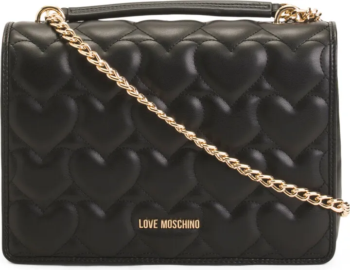 Leather Heart Quilted Shoulder Bag