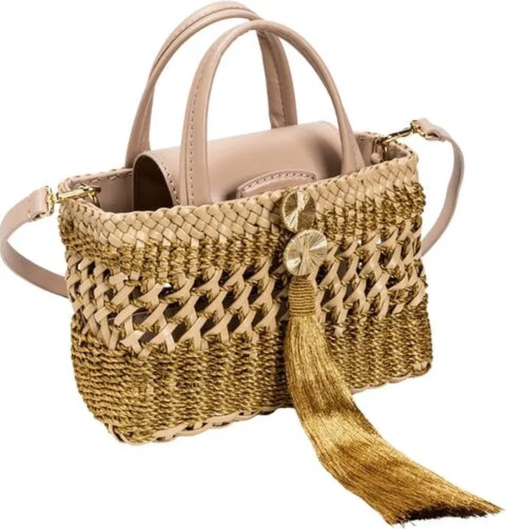 Serena Uziyel Almeria Tassel Gold & Nude Mini Tote Bag - Brown