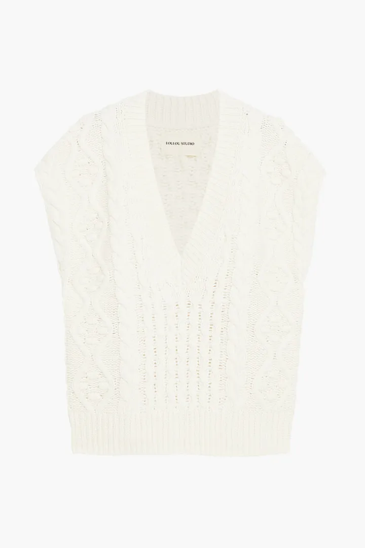 Cable-knit wool and cashmere-blend vest