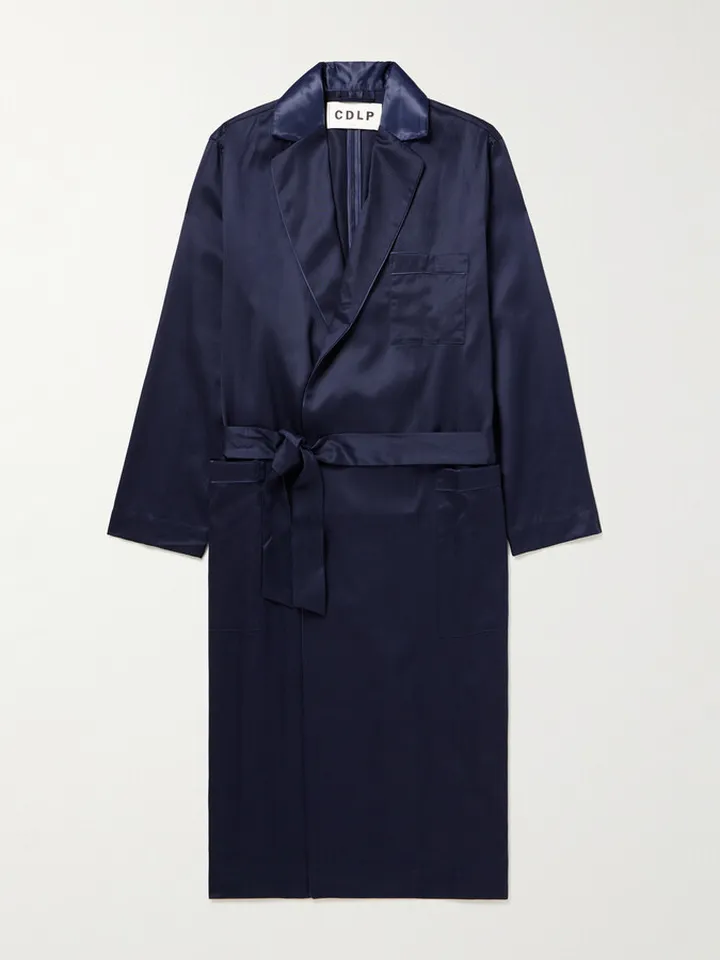 Home Satin-Trimmed Lyocell-Twill Robe