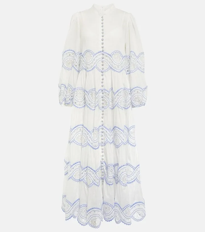 Cira lace-insert cotton maxi dress