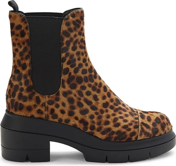 Norah Leopard Print Calf Hair Chelsea Boots