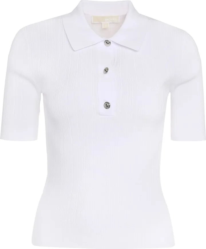 Ribbed Knit Polo Shirt