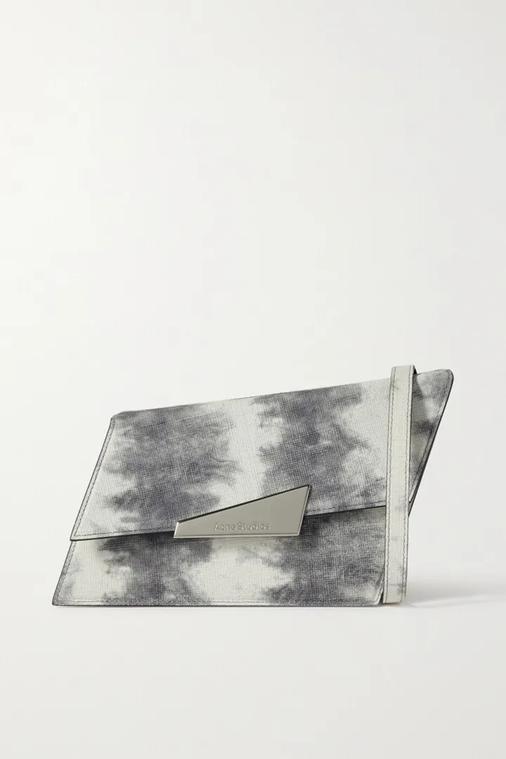 Acne Studios - Micro Asymmetric Tie-dyed Leather Shoulder Bag - Gray
