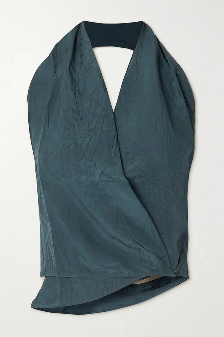 Cortana - Etna Crinkled Woven Halterneck Top - Blue
