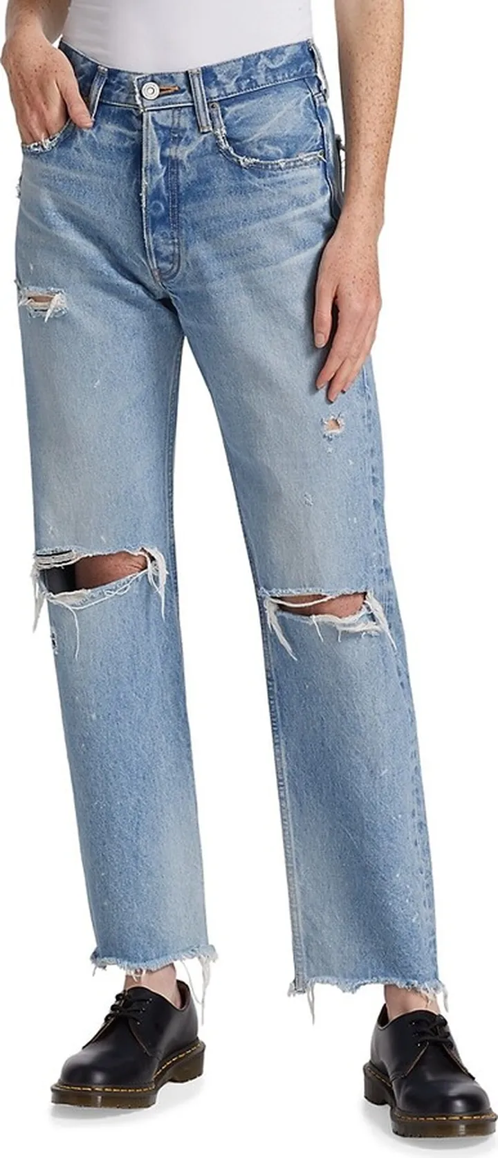 Odessa Ripped Straight-Leg Jeans