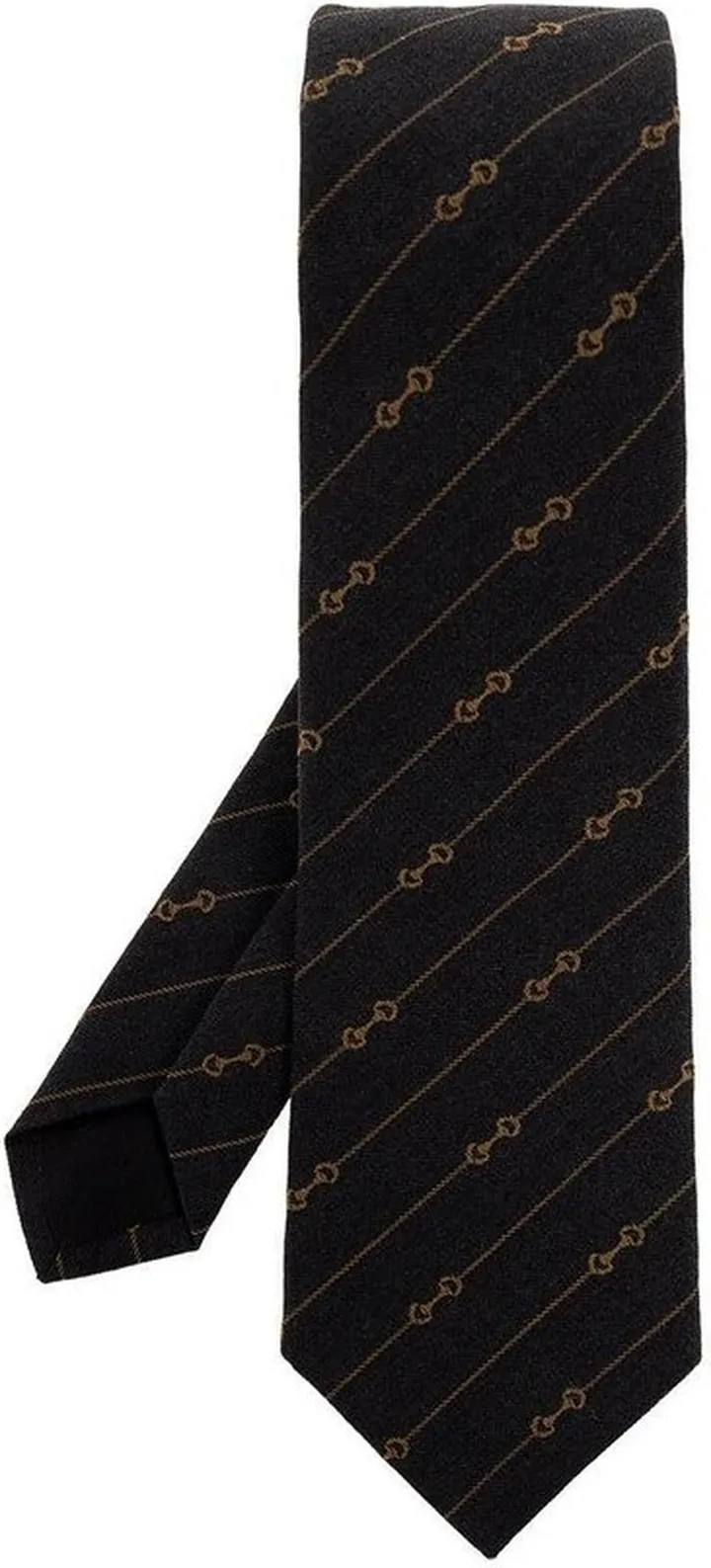 Gucci Horsebit Jacquard Pointed Tip Tie
