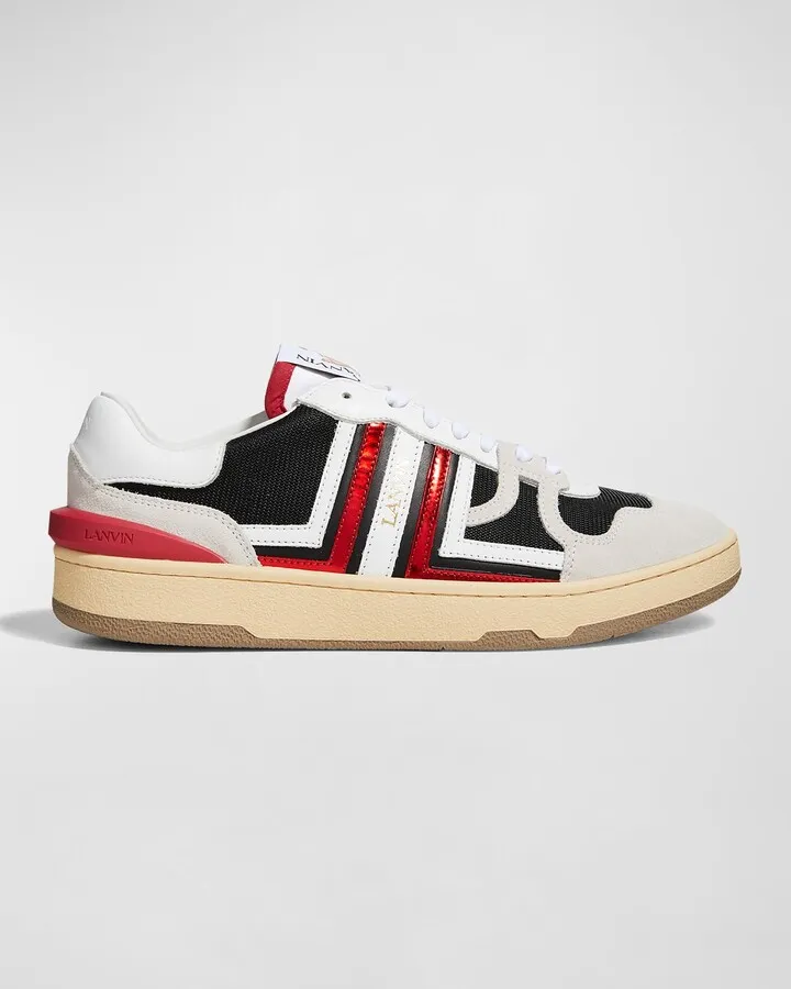 Men's Metallic Clay Low-Top Leather-Suede Sneakers