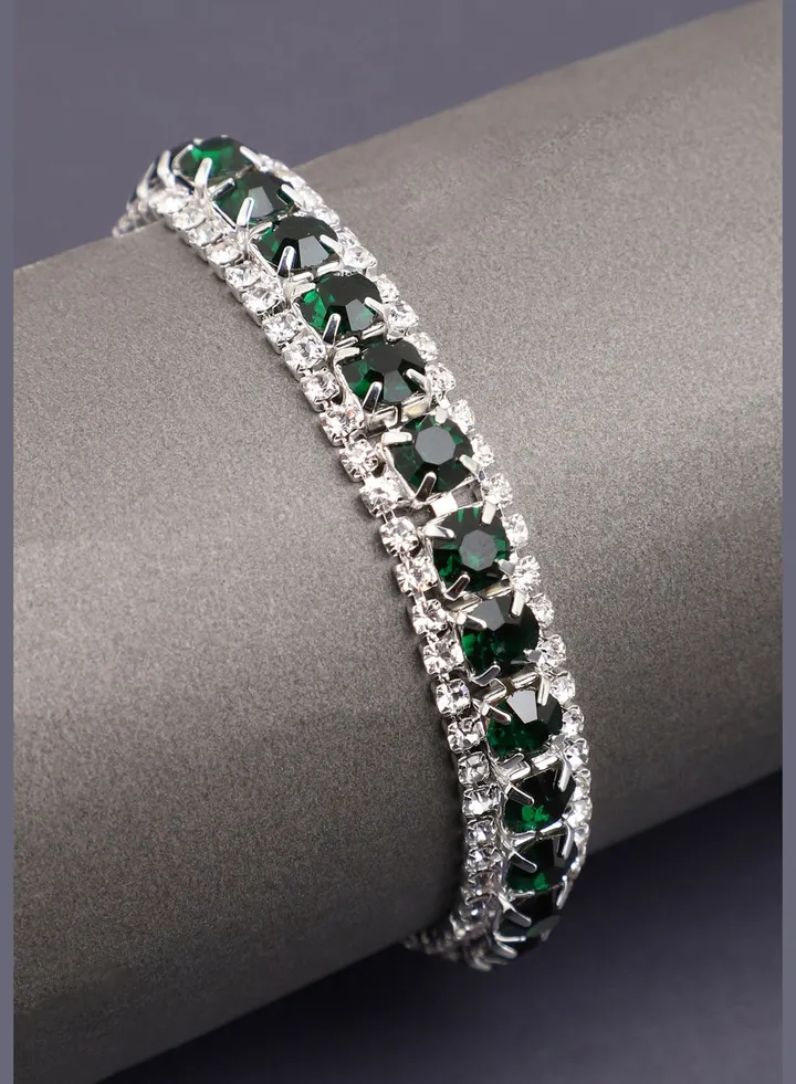 Silver Plated Party Designer Stone Bracelet For Women