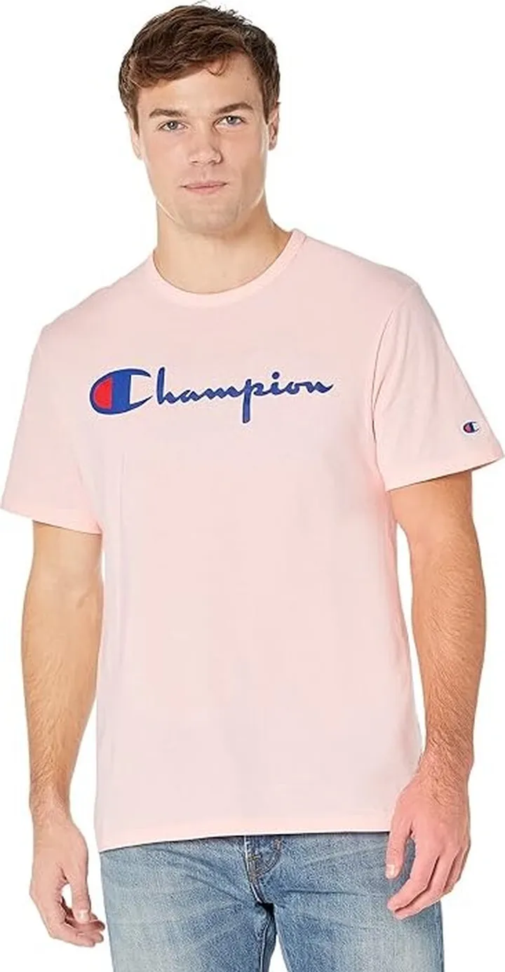 Champion Lightweight Short Sleeve Tee (Primer Pink) Men's Clothing