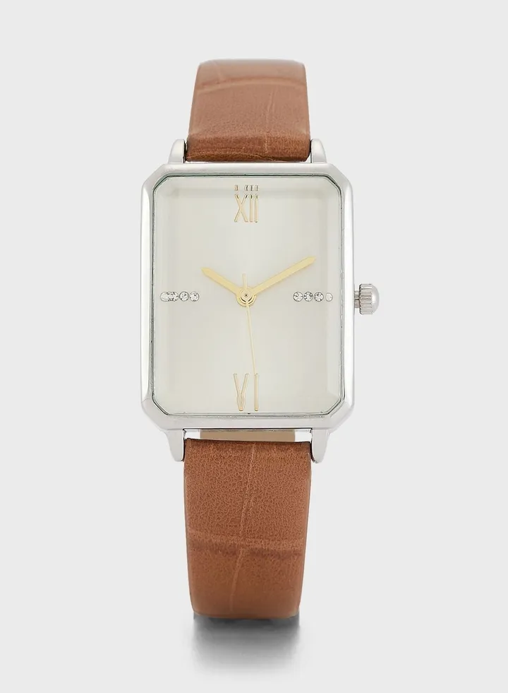 Croc Strap Rectangle Watch