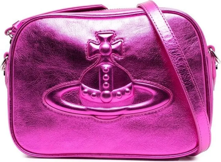 Logo-Embossed Metallic Leather Bag