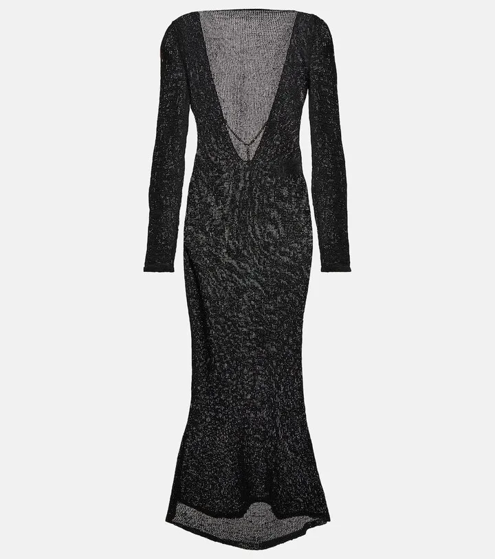Open-back embellished maxi dress