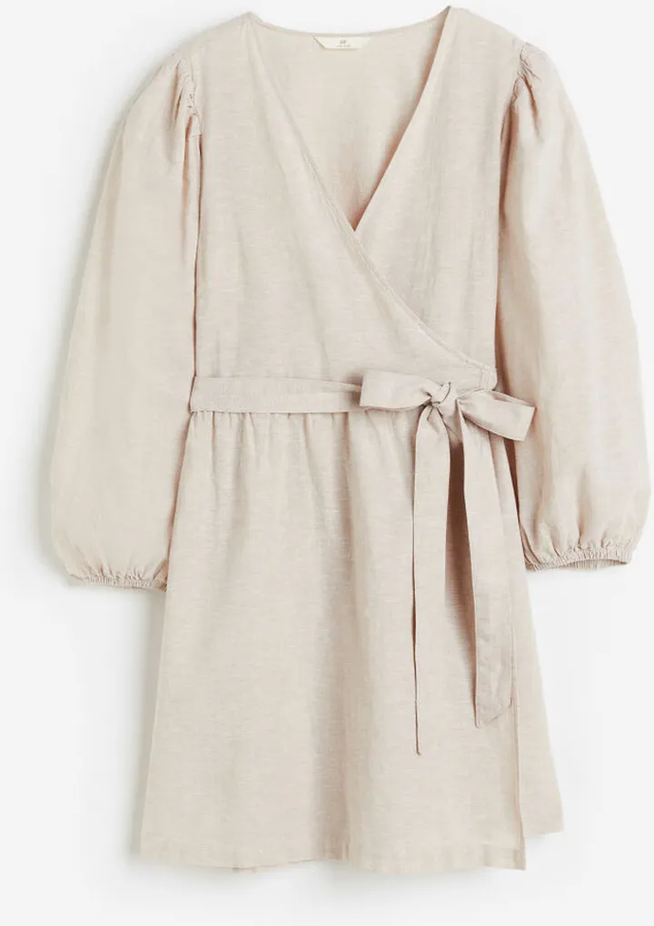 Linen-blend Wrap Dress