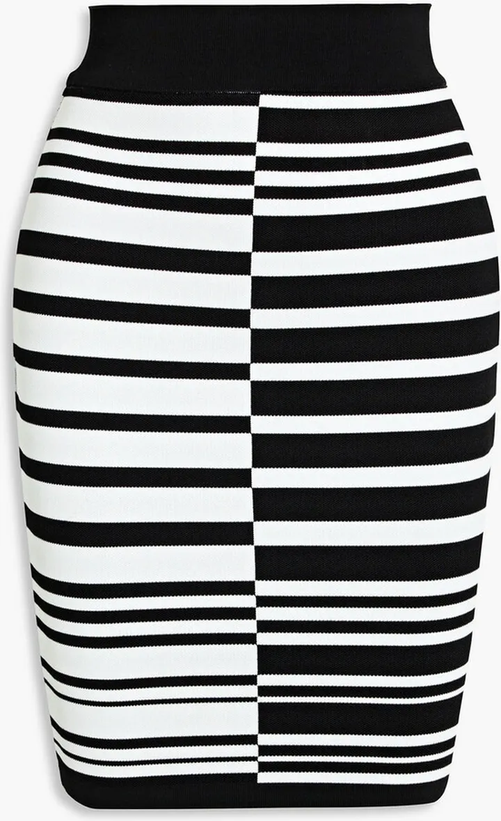 Striped stretch-knit mini skirt