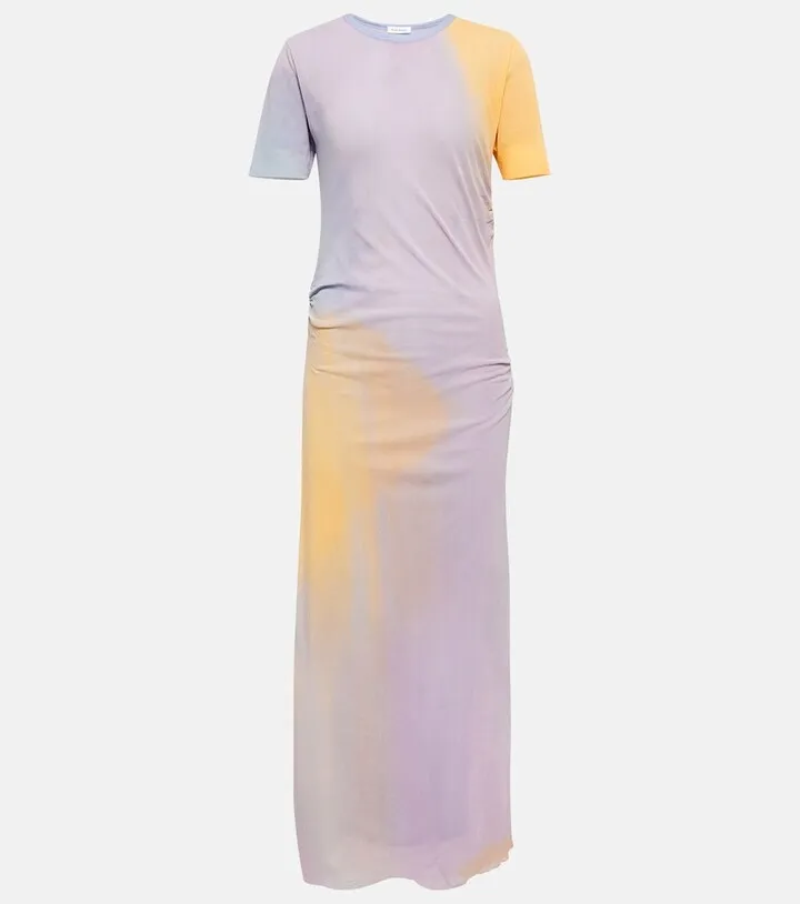 Printed tulle midi dress