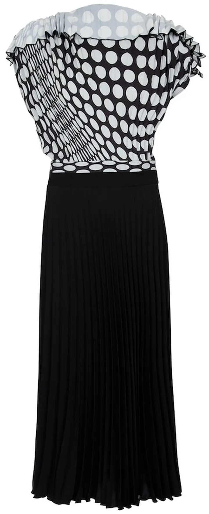 Polka-dot pleated midi dress