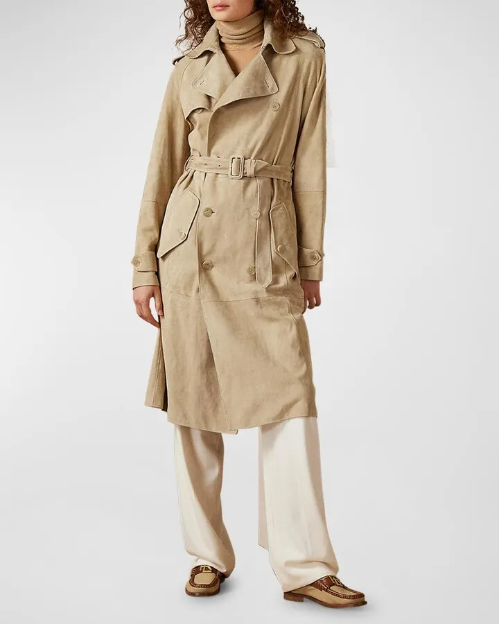 Baird Belted Suede Trench Coat
