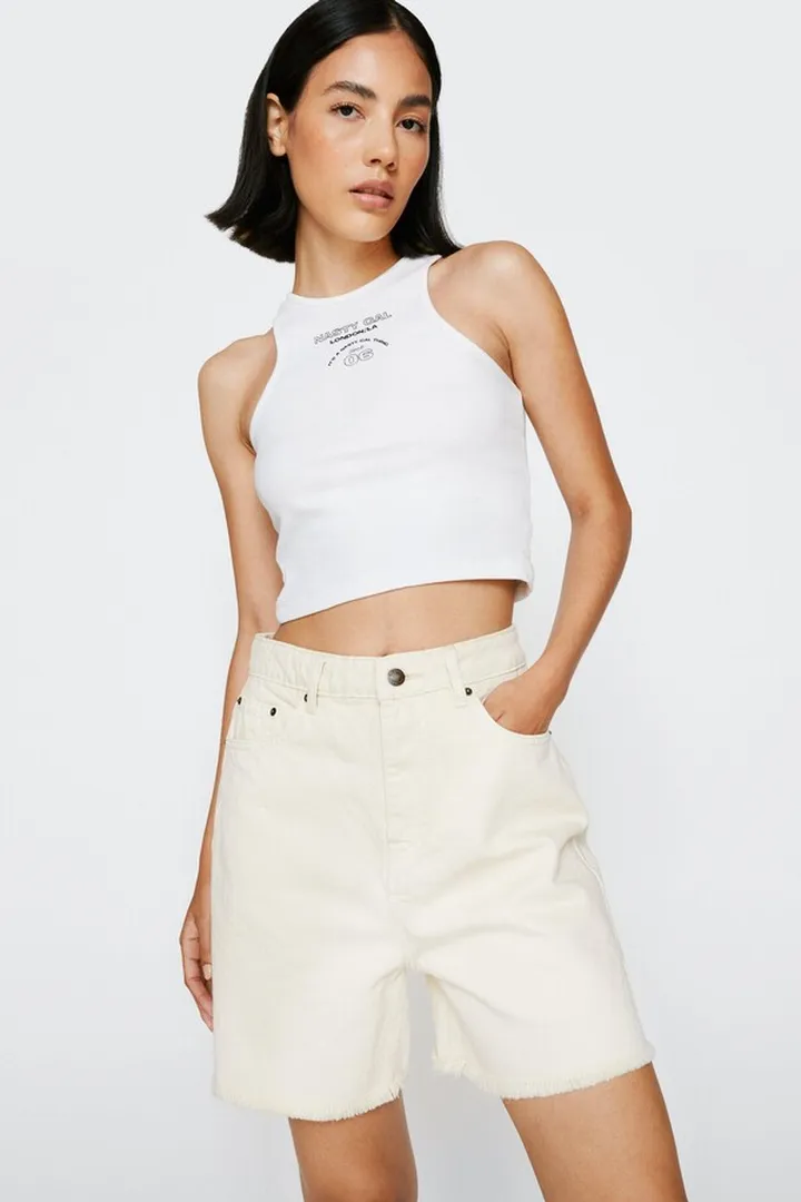 Nasty Gal Womens Sawn Off Denim Longline Short