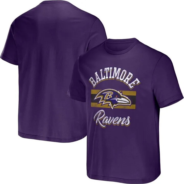 Men's Nfl x Darius Rucker Collection by Fanatics Purple Baltimore Ravens Stripe T-shirt