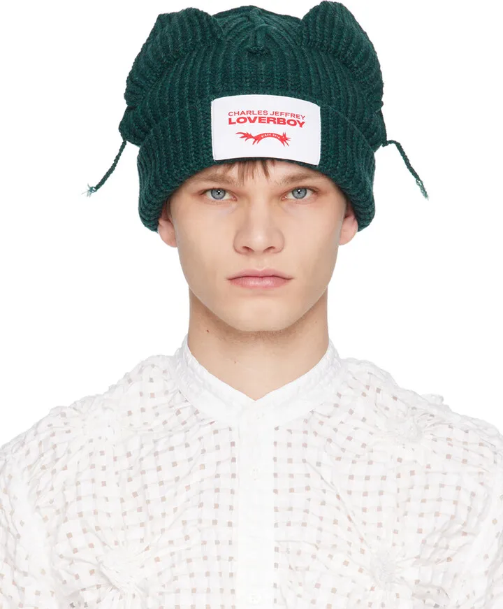 Charles Jeffrey Loverboy Green Chunky Ears Beanie