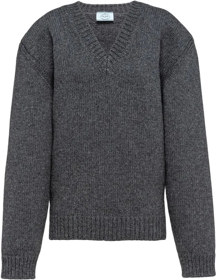 V-neck knitted long-sleeve jumper
