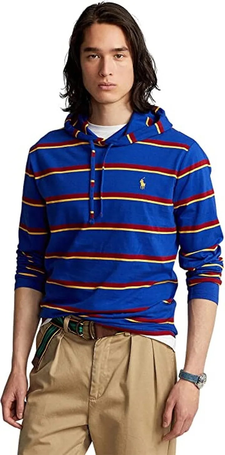 Polo Ralph Lauren Striped Jersey Hooded T-Shirt (Heritage Royal Multi) Men's Clothing