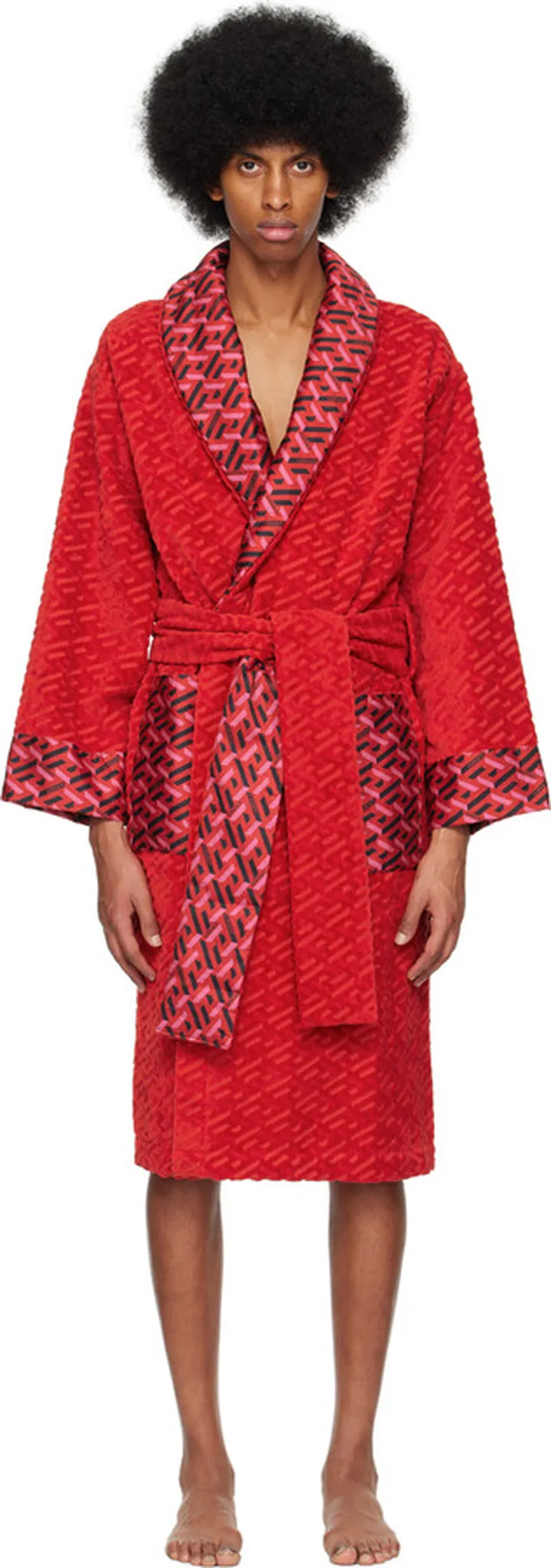 Versace Underwear Red 'La Greca' Robe