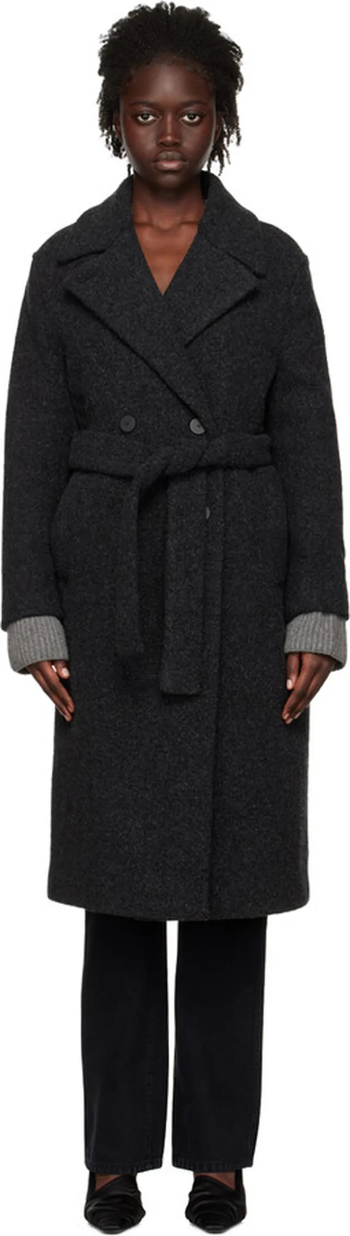 Harris Wharf London Gray Double-Breasted Coat