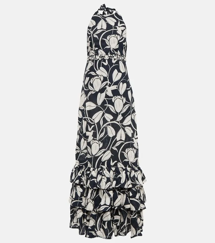 Magnolia Flora embroidered linen maxi dress
