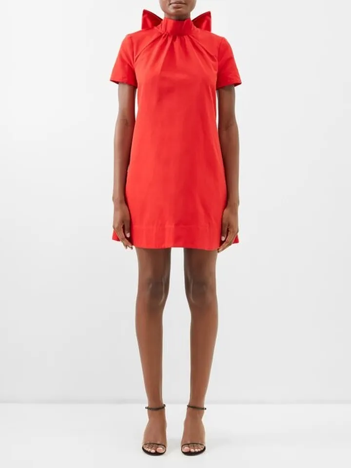 Ilana Bow-neck Moiré Mini Dress