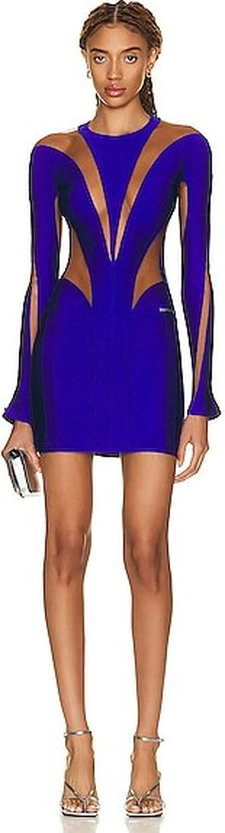Mugler Long Sleeve Mini Dress in Royal