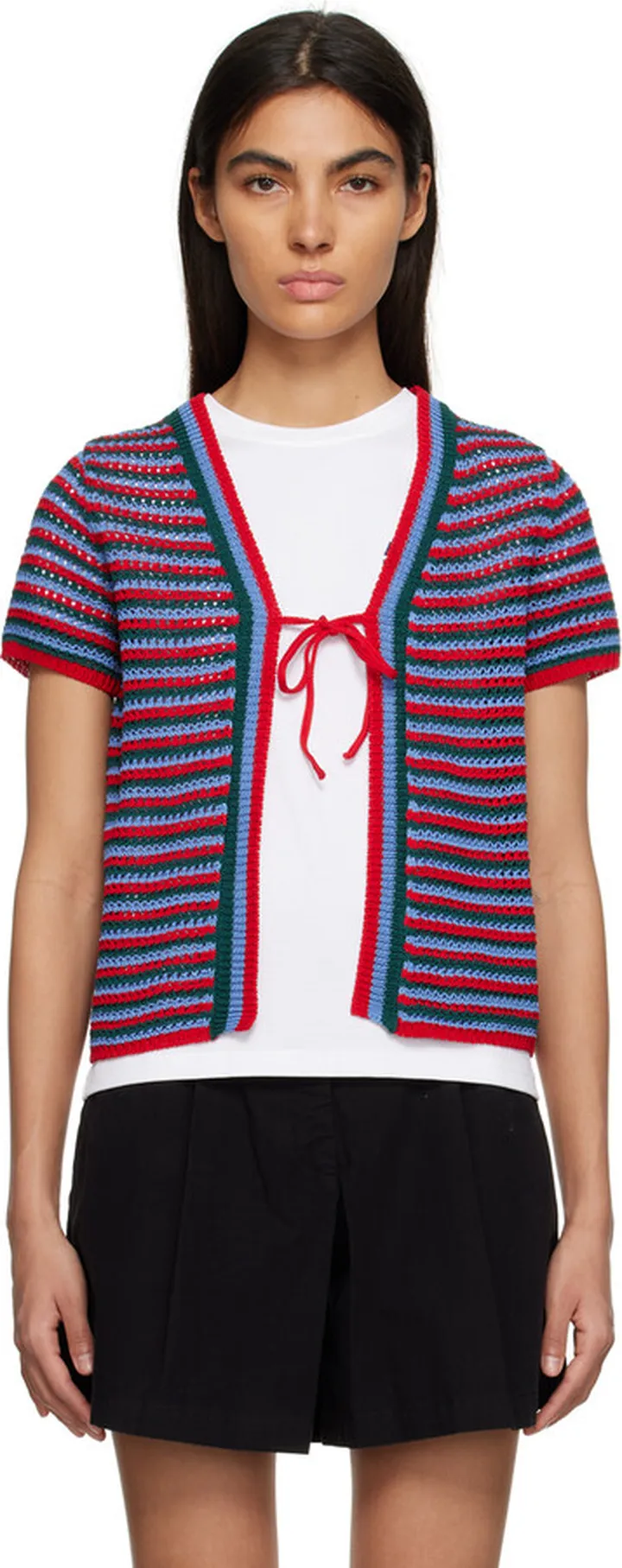 A.P.C. Navy & Red Maggie Cardigan