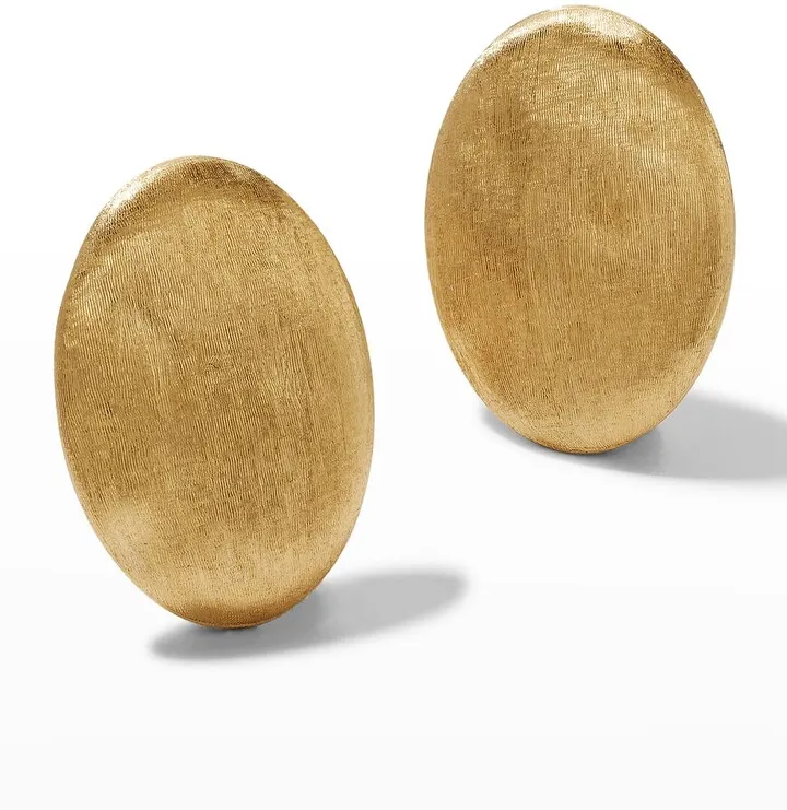 Siviglia Yellow Gold Oval Stud Earrings