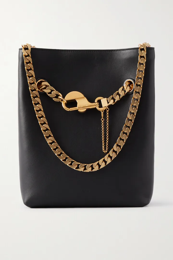 Chloé - + Net Sustain Chain-embellished Leather Tote - Black