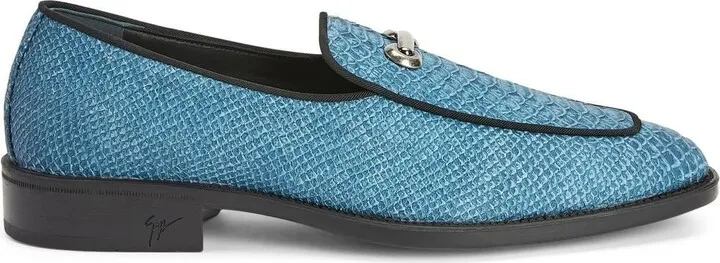Snakeskin-Effect Leather Loafers