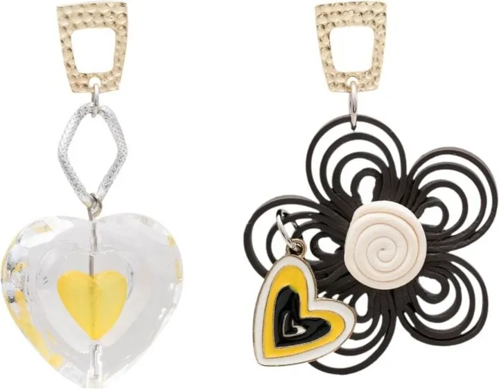 Heart-Charm Drop Earrings