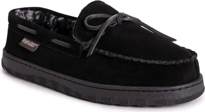 MUK LUKS Men's Paul Printed Berber Suede Slipper-Chocolate 12