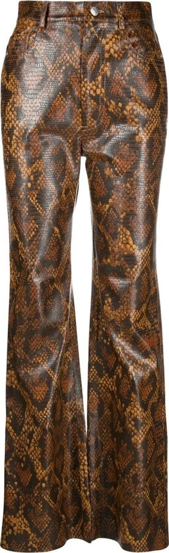 Snakeskin-Print Straight Trousers