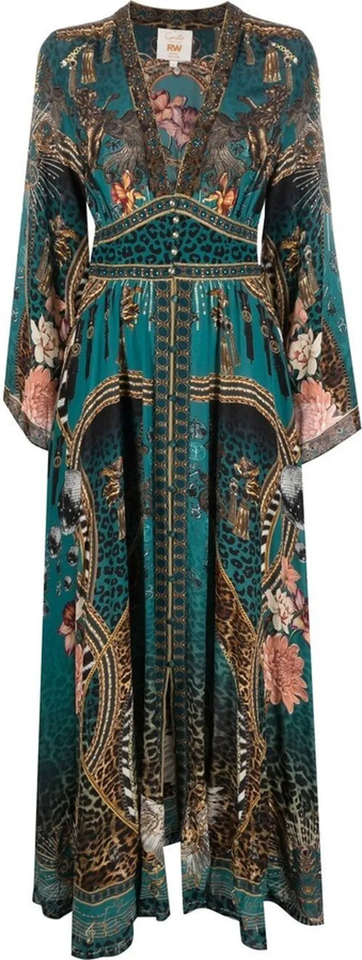Tiger Pants silk V-neck dress