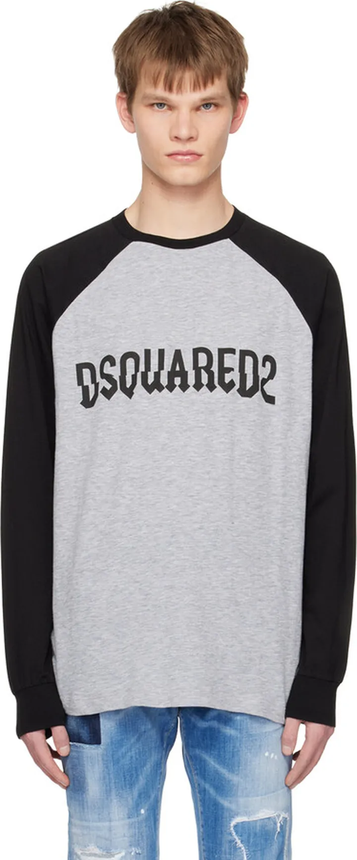 Dsquared2 Black & Gray Slouch Long Sleeve T-Shirt