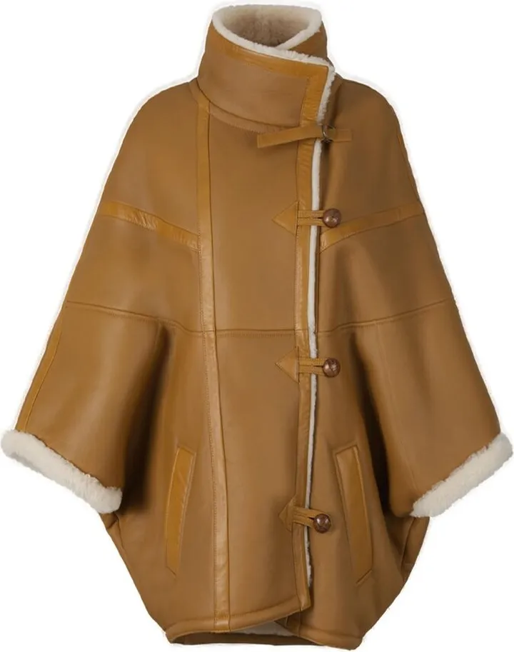 Saint Laurent Button Detailed Long-Sleeved Cape