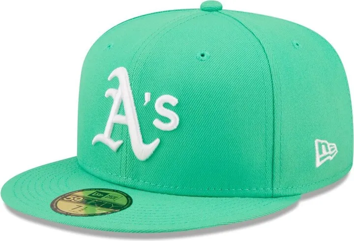 Men's New Era Island Green Logo White Oakland Athletics 59FIFTY Fitted Hat